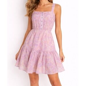 SUNDRESS Paris Pink Eyelet Dress Mini Tiered Coquette Resort Vacation NWT M